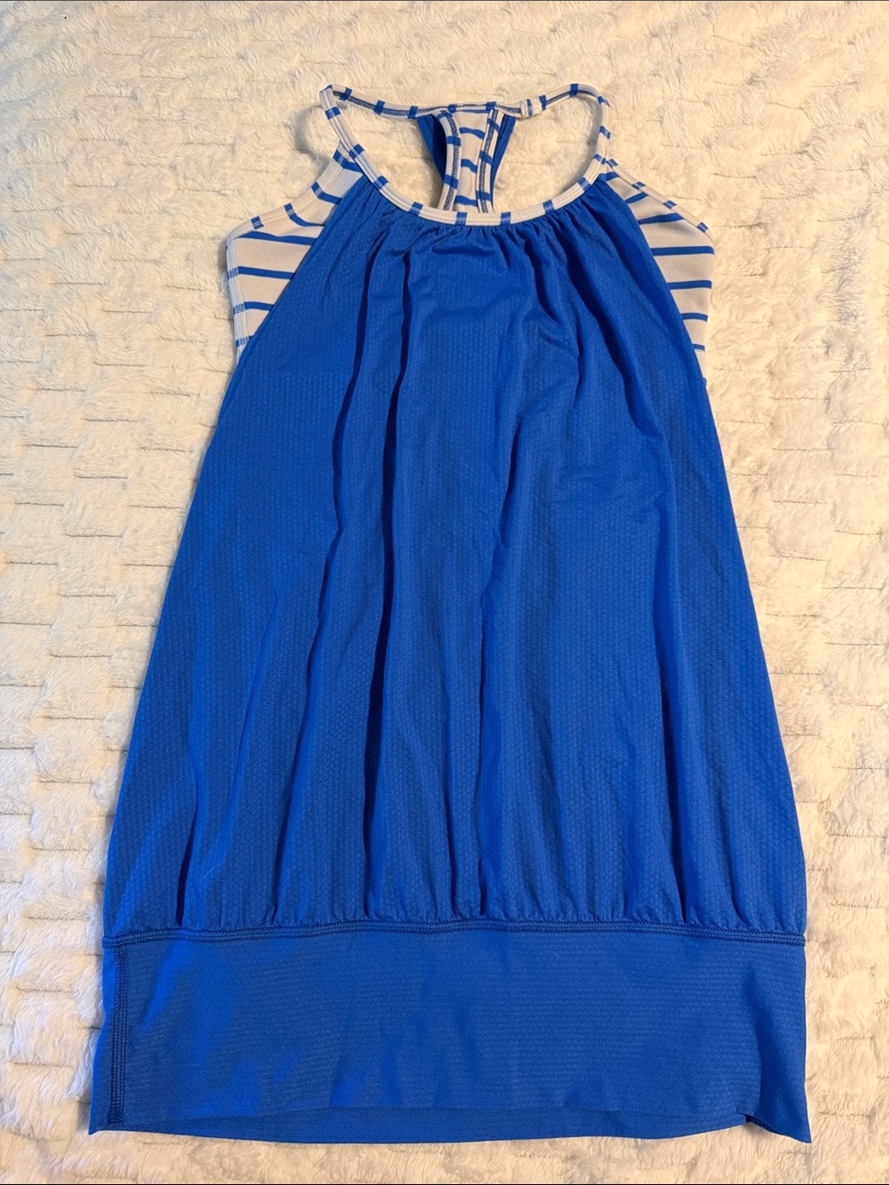 Lululemon Blue Striped Tank with built in sports bra